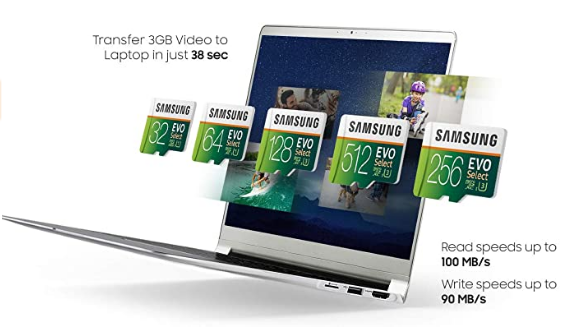 Samsung Electronics EVO Select 256GB microSDXC UHS-I U3 100MB/s Full H...